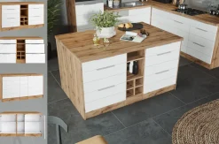 KOCHSTATION Kücheninsel »KS-Luhe, Breite 153 cm, mit Flaschenregal« MDF-Fronten, Arbeitsplatte 38mm stark