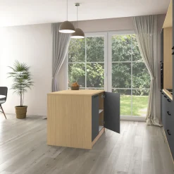 KOCHSTATION Kücheninsel »KS-Luna« Breite 115 cm, 2 Türen, 4 Innenfächer, 2 Essplätze, gedämpfte Türen