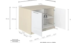 KOCHSTATION Kücheninsel »KS-Luna« Breite 115 cm, 2 Türen, 4 Innenfächer, 2 Essplätze, gedämpfte Türen