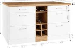 KOCHSTATION Kücheninsel »KS-Milan« Stellmaß 153/100 cm, viel Stauraum, Lebensmittelpunkt: Küche