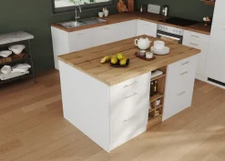 KOCHSTATION Kücheninsel »KS-Milan« Stellmaß 153/100 cm, viel Stauraum, Lebensmittelpunkt: Küche