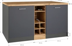 KOCHSTATION Kücheninsel »KS-Milan« Stellmaß 153/100 cm, viel Stauraum, Lebensmittelpunkt: Küche