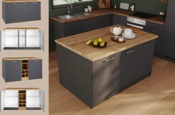 KOCHSTATION Kücheninsel »KS-Milan« Stellmaß 153/100 cm, viel Stauraum, Lebensmittelpunkt: Küche