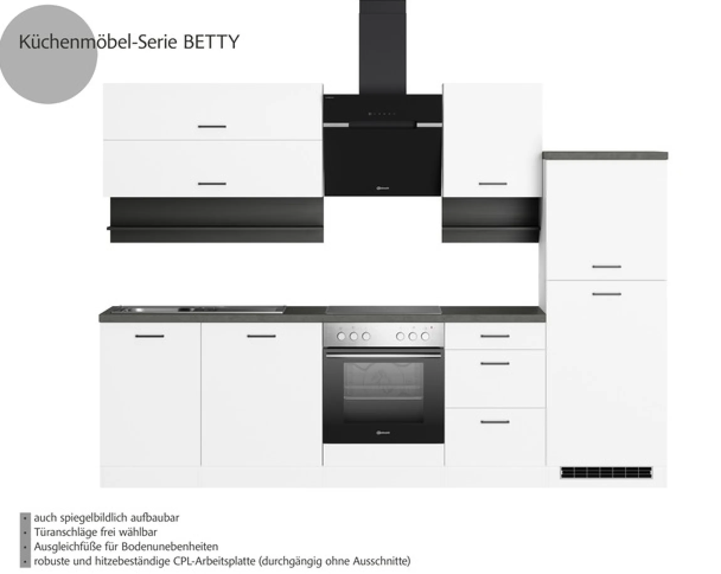 KOCHSTATION Küchenzeile »Betty« Breite 280 cm, mit E-Geräten von Bauknecht