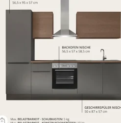 KOCHSTATION Küchenzeile »Cocco B/H/T 280x211x60 cm« Breite 280 cm, wahlweise mit E-Geräten und Induktion