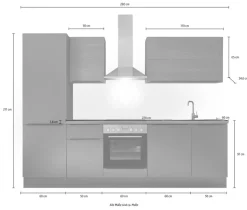 KOCHSTATION Küchenzeile »Cocco B/H/T 280x211x60 cm« Breite 280 cm, wahlweise mit E-Geräten und Induktion
