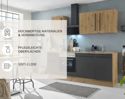 KOCHSTATION Küchenzeile »Florida mit 38mm starker Arbeitsplatte« Breite 220 cm, wahlweise mit E-Geräten, Soft-Close-Funktion