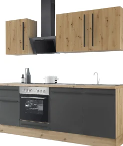 KOCHSTATION Küchenzeile »Florida mit 38mm starker Arbeitsplatte« Breite 220 cm, wahlweise mit E-Geräten, Soft-Close-Funktion