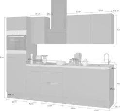 KOCHSTATION Küchenzeile »KS-Aken« Breite 270 cm, wahlweise mit E-Geräten, mit Arbeitsplatte 38 mm stark