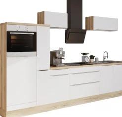KOCHSTATION Küchenzeile »KS-Aken« Breite 330 cm, wahlweise mit E-Geräten, mit Arbeitsplatte 38 mm stark