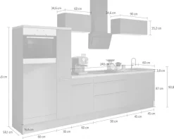 KOCHSTATION Küchenzeile »KS-Aken« Breite 330 cm, wahlweise mit E-Geräten, mit Arbeitsplatte 38 mm stark