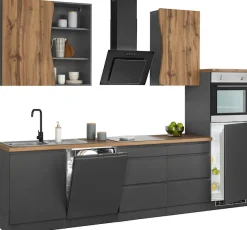 KOCHSTATION Küchenzeile »KS-Bruneck« 300 cm breit, Ceran-oder Induktionskochfeld, hochwertige MDF-Fronten