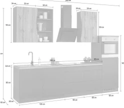 KOCHSTATION Küchenzeile »KS-Bruneck« 300 cm breit, Ceran-oder Induktionskochfeld, hochwertige MDF-Fronten