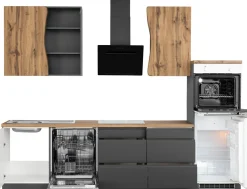 KOCHSTATION Küchenzeile »KS-Bruneck« 300 cm breit, Ceran-oder Induktionskochfeld, hochwertige MDF-Fronten
