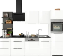 KOCHSTATION Küchenzeile »KS-Brindisi Breite 280 cm« wahlweise mit E-Geräten und Induktion, mit MDF-Fronten und Regal