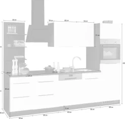 KOCHSTATION Küchenzeile »KS-Brindisi Breite 280 cm« wahlweise mit E-Geräten und Induktion, mit MDF-Fronten und Regal
