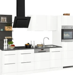 KOCHSTATION Küchenzeile »KS-Brindisi Breite 280 cm« wahlweise mit E-Geräten und Induktion, mit MDF-Fronten und Regal