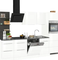 KOCHSTATION Küchenzeile »KS-Brindisi Breite 280 cm« wahlweise mit E-Geräten und Induktion, mit MDF-Fronten und Regal