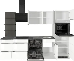 KOCHSTATION Küchenzeile »KS-Brindisi Breite 280 cm« wahlweise mit E-Geräten und Induktion, mit MDF-Fronten und Regal