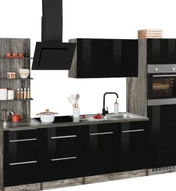 KOCHSTATION Küchenzeile »KS-Brindisi Breite 270 cm« wahlweise mit E-Geräten und Induktion, mit MDF-Fronten und Regal