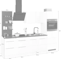 KOCHSTATION Küchenzeile »KS-Brindisi Breite 270 cm« wahlweise mit E-Geräten und Induktion, mit MDF-Fronten und Regal