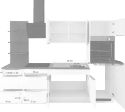 KOCHSTATION Küchenzeile »KS-Brindisi Breite 270 cm« wahlweise mit E-Geräten und Induktion, mit MDF-Fronten und Regal