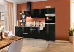 KOCHSTATION Küchenzeile »KS-Brindisi Breite 270 cm« wahlweise mit E-Geräten und Induktion, mit MDF-Fronten und Regal