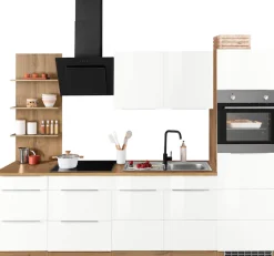 KOCHSTATION Küchenzeile »KS-Brindisi Breite 270 cm« wahlweise mit E-Geräten und Induktion, mit MDF-Fronten und Regal