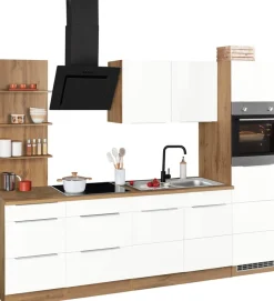 KOCHSTATION Küchenzeile »KS-Brindisi Breite 270 cm« wahlweise mit E-Geräten und Induktion, mit MDF-Fronten und Regal