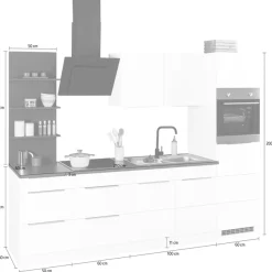 KOCHSTATION Küchenzeile »KS-Brindisi Breite 270 cm« wahlweise mit E-Geräten und Induktion, mit MDF-Fronten und Regal