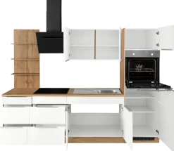 KOCHSTATION Küchenzeile »KS-Brindisi Breite 270 cm« wahlweise mit E-Geräten und Induktion, mit MDF-Fronten und Regal