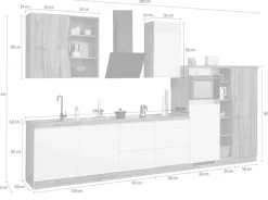 KOCHSTATION Küchenzeile »KS-Bruneck« 380 cm breit, Ceran-oder Induktionskochfeld, hochwertige MDF-Fronten