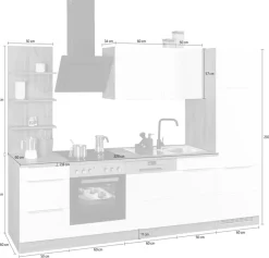 KOCHSTATION Küchenzeile »KS-Brindisi« Breite 280 cm, wahlweise mit E-Geräten, mit MDF-Fronten und Regal