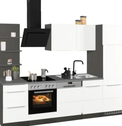 KOCHSTATION Küchenzeile »KS-Brindisi« Breite 280 cm, wahlweise mit E-Geräten, mit MDF-Fronten und Regal