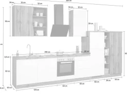 KOCHSTATION Küchenzeile »KS-Bruneck« 380cm breit, wahlweise mit oder ohne E-Geräte, hochwertige MDF-Fronten