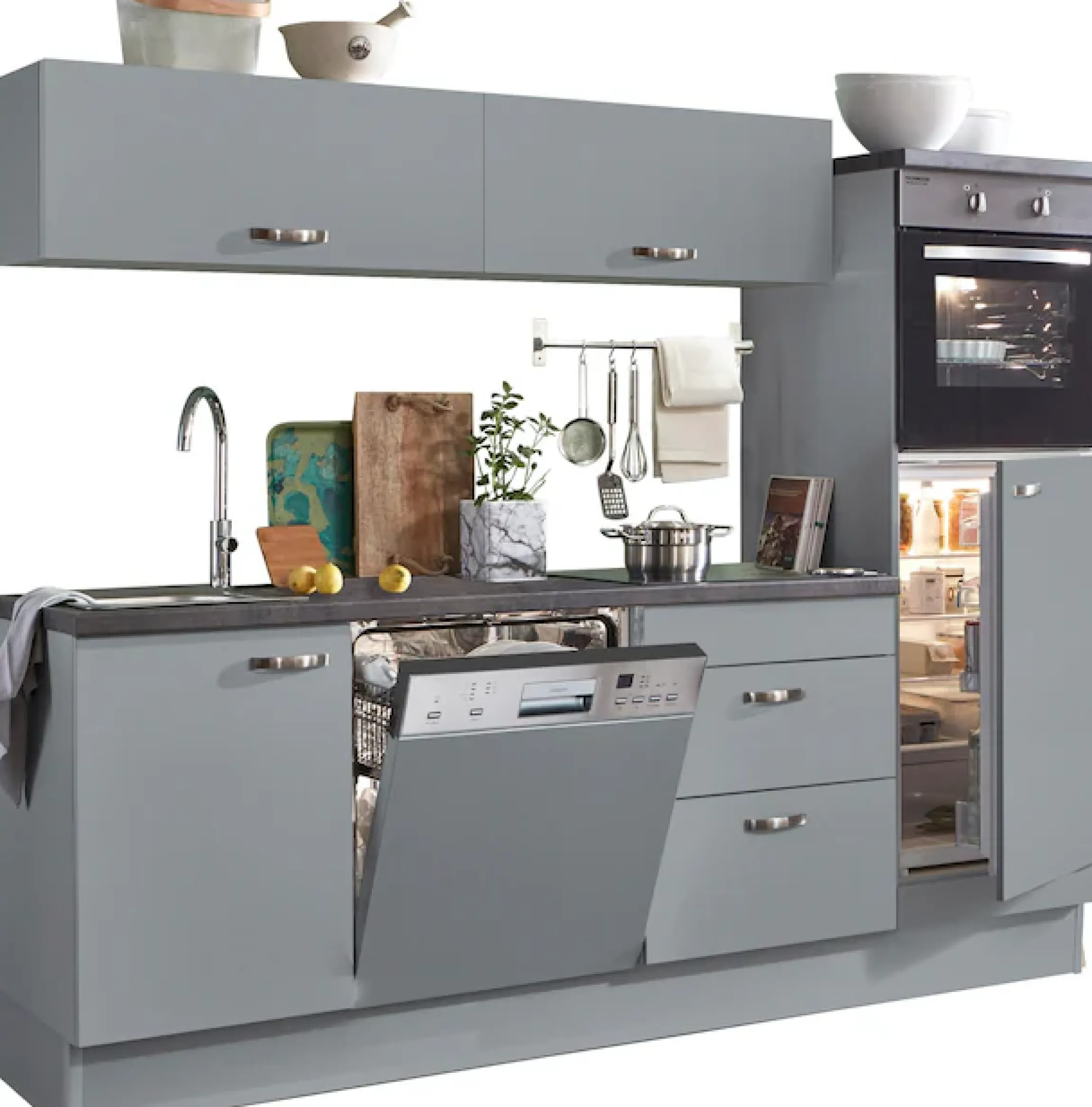 KOCHSTATION Küchenzeile »KS-Cara« mit Vollauszügen und Soft-Close-Funktion,Breite 240 cm
