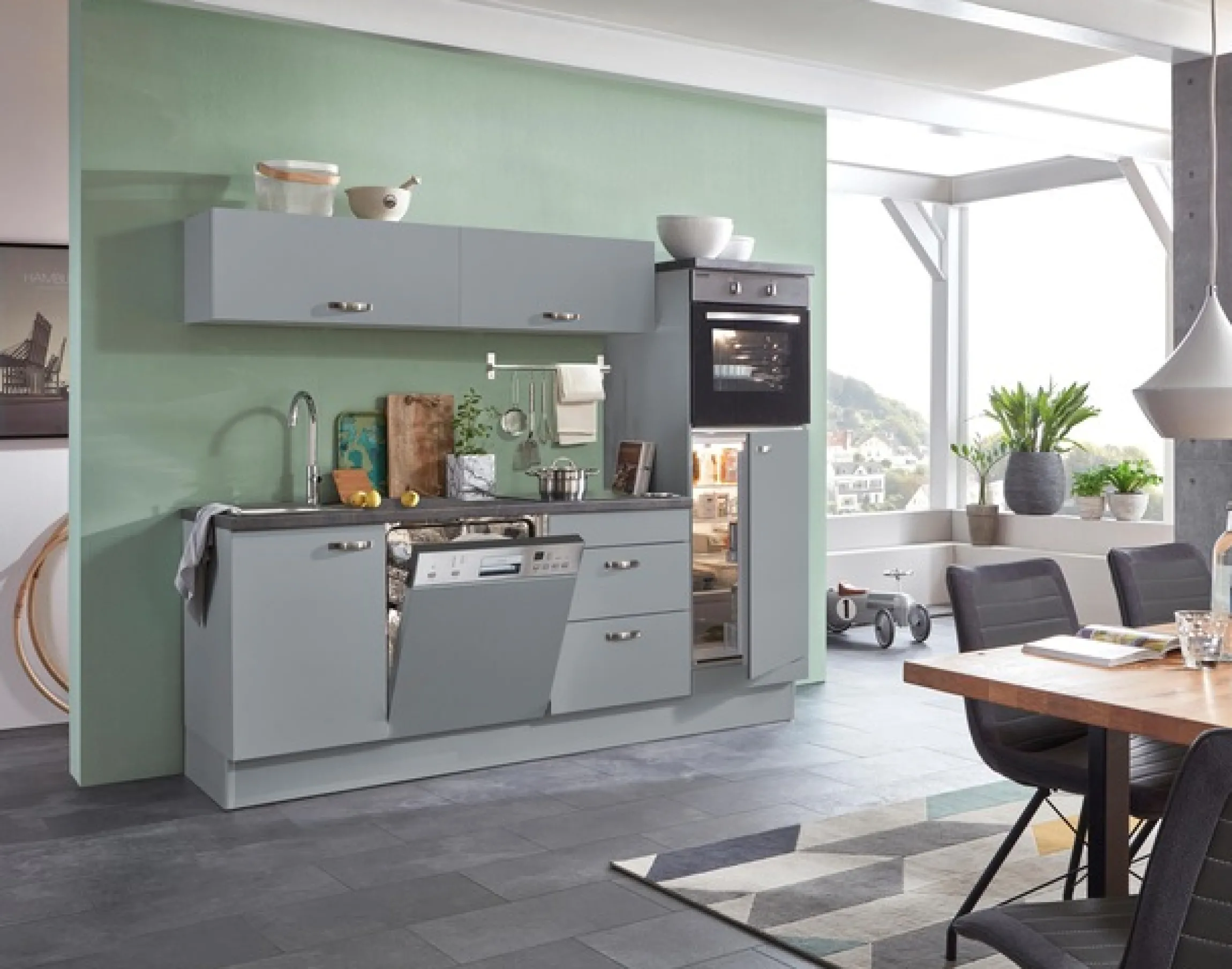 KOCHSTATION Küchenzeile »KS-Cara« mit Vollauszügen und Soft-Close-Funktion,Breite 240 cm