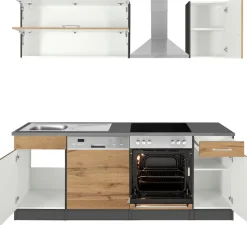 KOCHSTATION Küchenzeile »KS-Colmar« ohne E-Geräte, Breite 210 cm