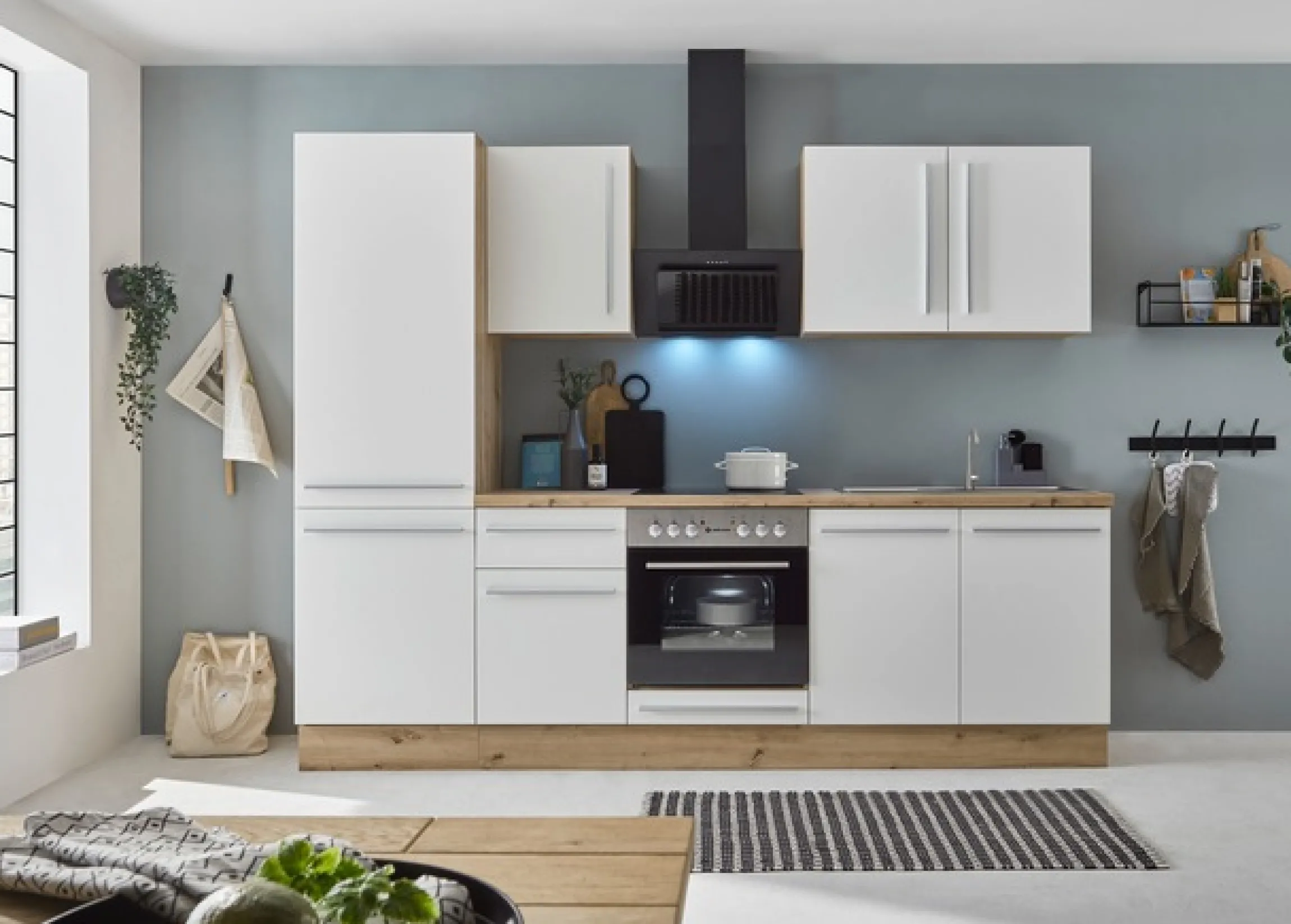 KOCHSTATION Küchenzeile »KS-Florida mit 38mm starker Arbeitsplatte« Breite 270 cm, wahlweise mit E-Geräten, Soft-Close-Funktion