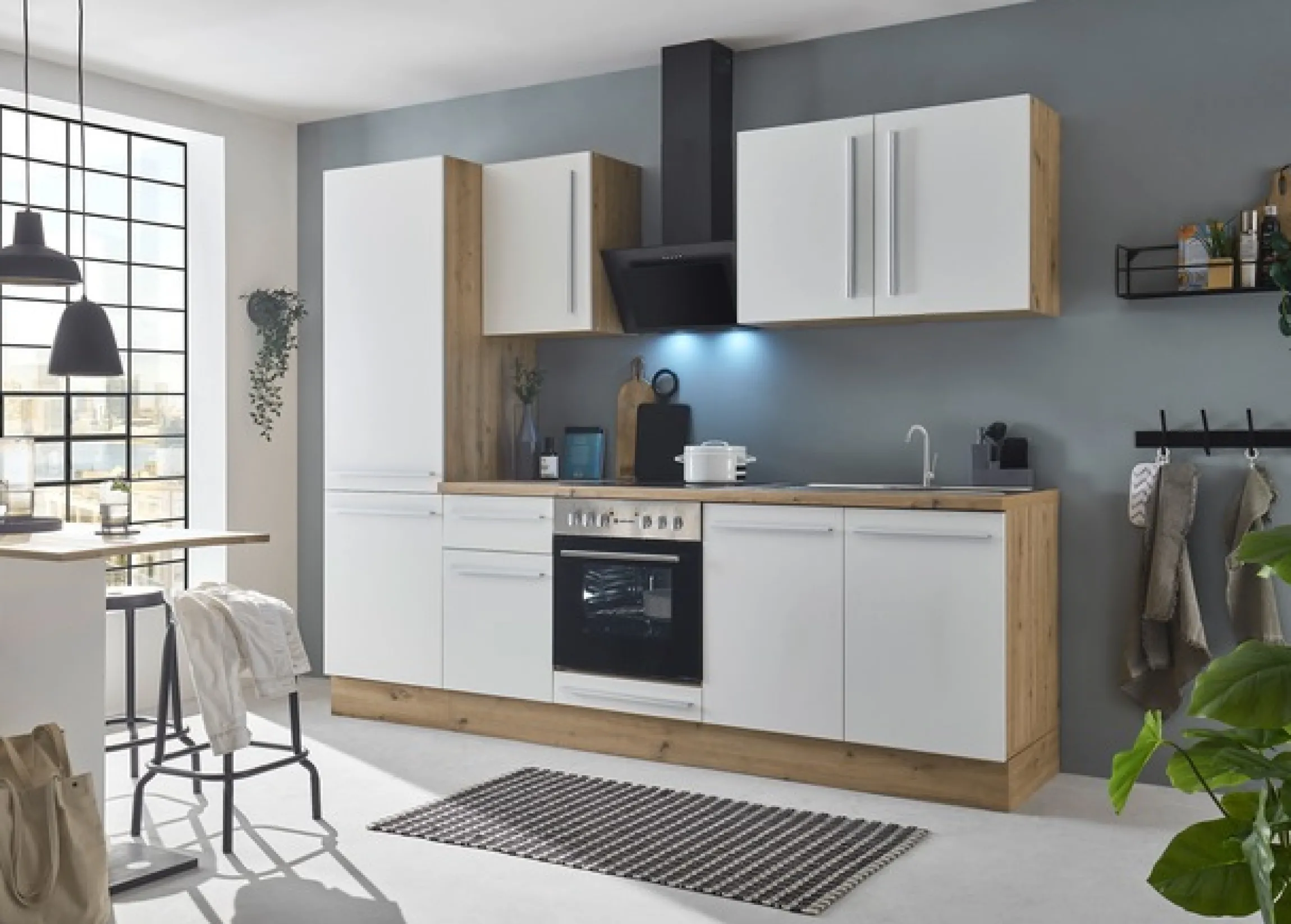 KOCHSTATION Küchenzeile »KS-Florida mit 38mm starker Arbeitsplatte« Breite 270 cm, wahlweise mit E-Geräten, Soft-Close-Funktion