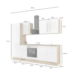 KOCHSTATION Küchenzeile »KS-Florida mit 38mm starker Arbeitsplatte« Breite 270 cm, wahlweise mit E-Geräten, Soft-Close-Funktion