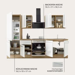KOCHSTATION Küchenzeile »KS-Florida mit 38mm starker Arbeitsplatte« Breite 270 cm, wahlweise mit E-Geräten, Soft-Close-Funktion