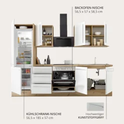 KOCHSTATION Küchenzeile »KS-Florida mit 38mm starker Arbeitsplatte« Breite 270 cm, wahlweise mit E-Geräten, Soft-Close-Funktion