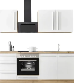 KOCHSTATION Küchenzeile »KS-Florida mit 38mm starker Arbeitsplatte« Breite 210 cm, wahlweise mit E-Geräten, Soft-Close-Funktion