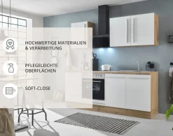 KOCHSTATION Küchenzeile »KS-Florida mit 38mm starker Arbeitsplatte« Breite 210 cm, wahlweise mit E-Geräten, Soft-Close-Funktion