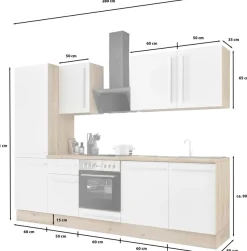 KOCHSTATION Küchenzeile »KS-Florida mit 38mm starker Arbeitsplatte« Breite 280 cm, wahlweise mit E-Geräten, Soft-Close-Funktion