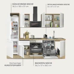 KOCHSTATION Küchenzeile »KS-Florida mit 38mm starker Arbeitsplatte« Breite 280 cm, wahlweise mit E-Geräten, Soft-Close-Funktion