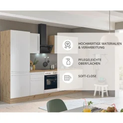 KOCHSTATION Küchenzeile »KS-Florida mit 38mm starker Arbeitsplatte« Breite 280 cm, wahlweise mit E-Geräten, Soft-Close-Funktion
