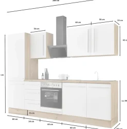KOCHSTATION Küchenzeile »KS-Florida mit 38mm starker Arbeitsplatte« Breite 280 cm, wahlweise mit E-Geräten, Soft-Close-Funktion