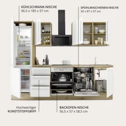KOCHSTATION Küchenzeile »KS-Florida mit 38mm starker Arbeitsplatte« Breite 280 cm, wahlweise mit E-Geräten, Soft-Close-Funktion